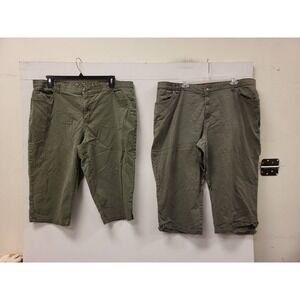 Faded Glory Merona Womens Capri Bundle Size 22W Olive Green Stretch Pants